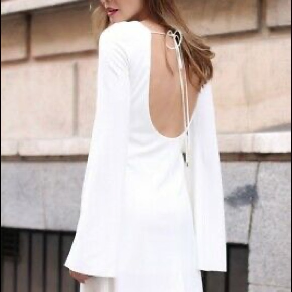ZARA Dress Low Cut Back Long Flared Bell - Picture 3 of 9